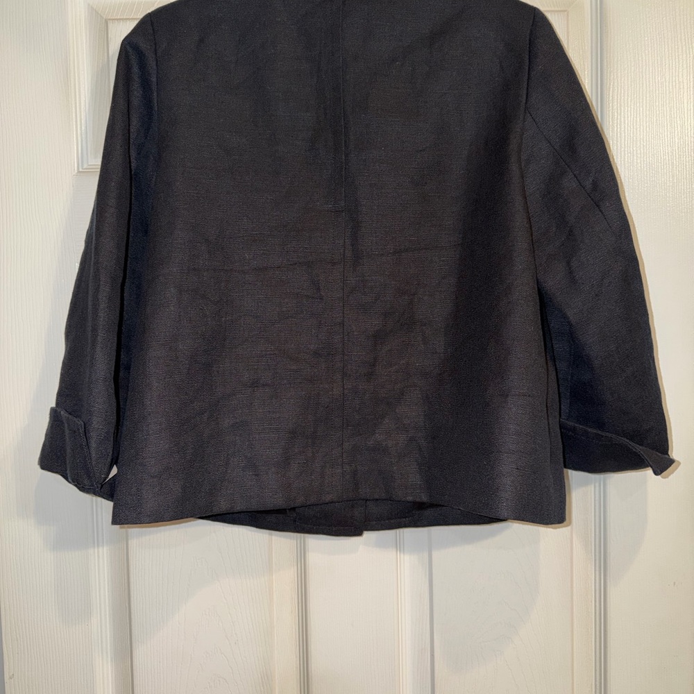 Talbots Black Collarless Button-Front Jacket. 100… - image 3